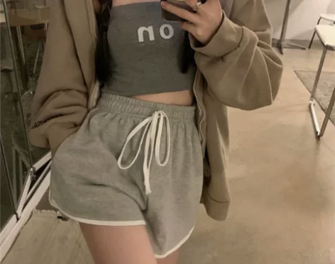 PPHOME美式运动裤~夏季少女慵懒百搭复...