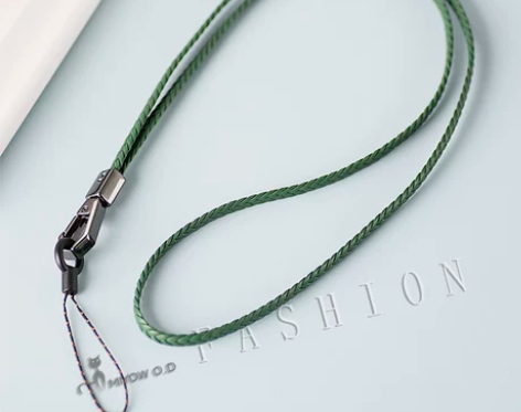 手机挂绳 手机挂绳原创设计牛皮扁编织挂脖绳...