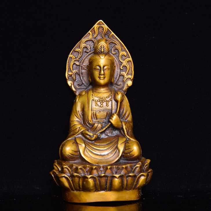 纯铜精炼铜手工工艺《大势至菩萨坐像》一尊，...