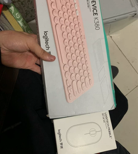 罗技K380粉/白色无线蓝牙键盘静音联办公...