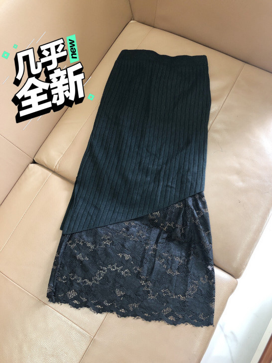 秋冬半身裙中长款高腰蕾丝不规则一步裙
