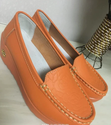 全新  女士厚底单鞋 真皮豆豆鞋 春季单鞋...