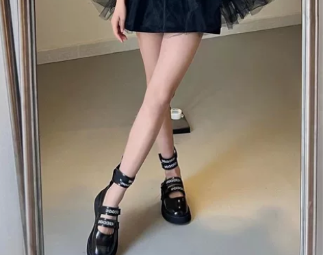 英伦风魔法绑带漆皮玛丽珍鞋 靴子 39码 ...