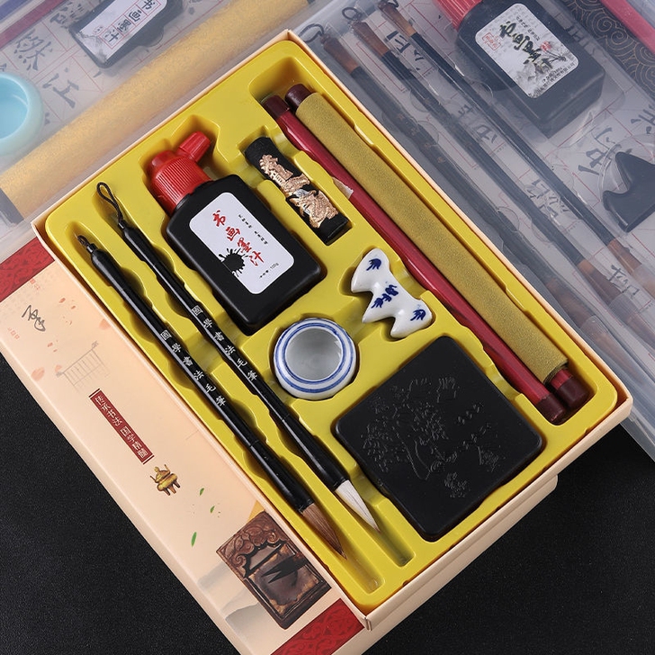 文房四宝毛笔字贴水写布套装初学者书法笔墨纸...