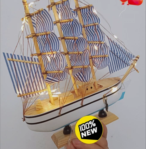 【全新未拆封】一帆风顺帆船模型摆件客厅房间...