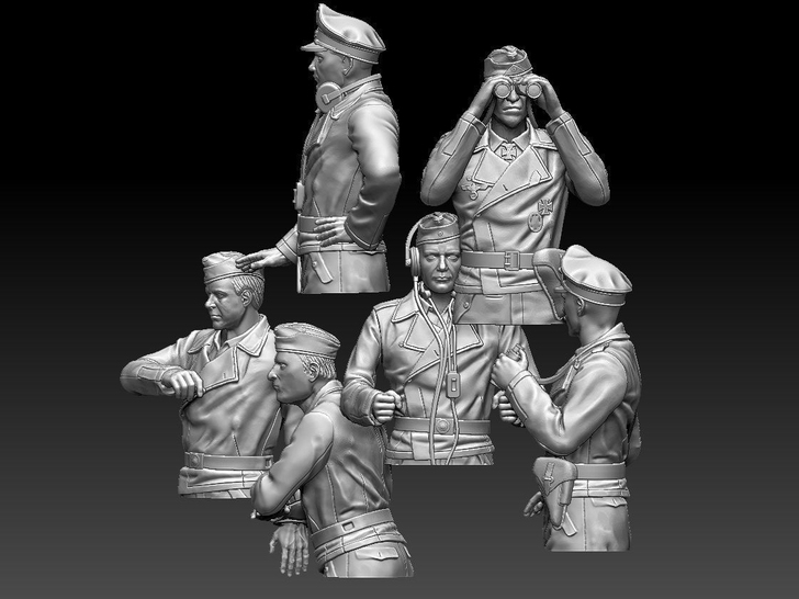 德军坦克兵人模型，3d打印高精度白模，比例...