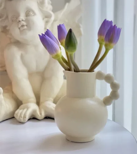 【捡漏】法式陶瓷花瓶奶fufu提手花瓶鲜花...