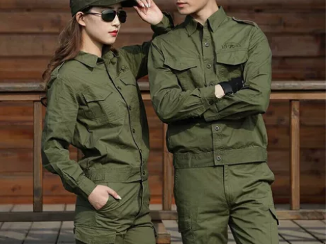 春秋薄款军绿纯棉迷彩服套装男女特种兵作训服...