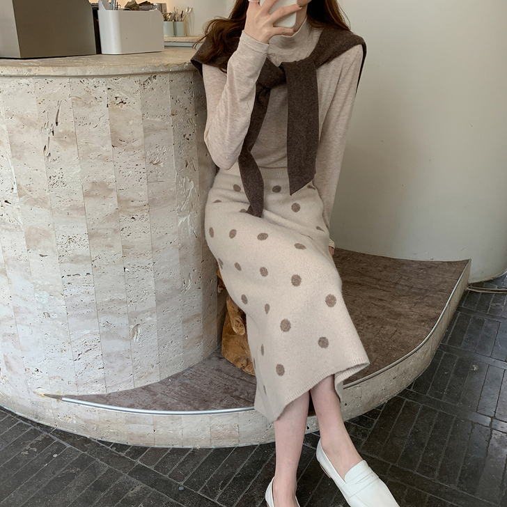 【限时9折】蓬松牦牛绒 撞色波点/素色针织...