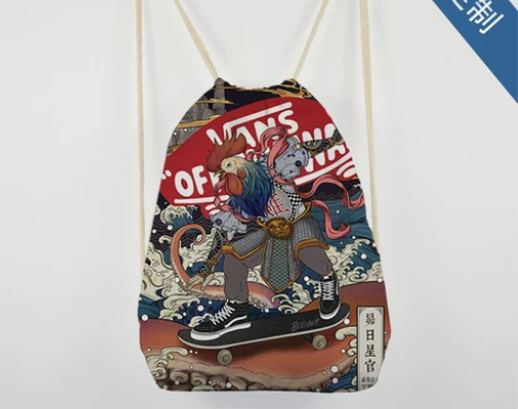 潮牌ulzzang周边双肩束口抽绳背包帆布...