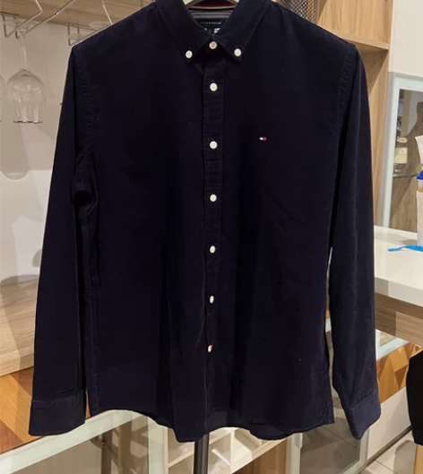 闲置全新灯芯绒TOMMY 男士衬衫翻领长袖...