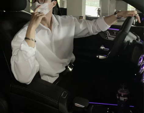 2021白衬衫男士长袖夏季薄款韩版设计感小...