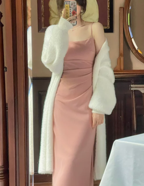 吊带裙EIA一尧心软的神新中式褶皱梭织连衣...