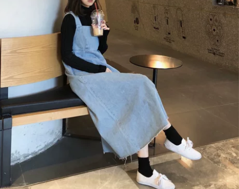 牛仔裙女2020新款学生长裙宽松大码显瘦蓝...