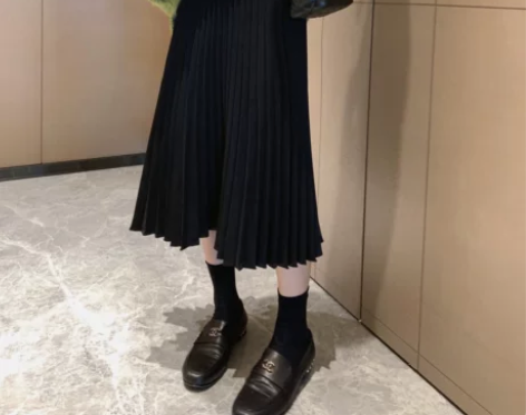 大喜自制百褶半身裙女中长款秋季高腰显瘦遮胯...