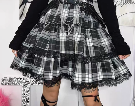 甜酷ins原宿风高腰蓬蓬裙子蛋糕裙显瘦半身...