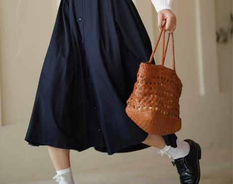 女子不裁 纯色a字半身裙中长款22秋季法式...