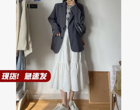 ?春夏白色半身裙女中长款伞裙a字蛋糕裙高腰...