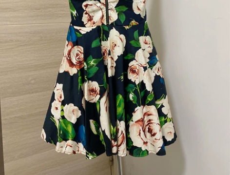 法式浪漫樱花无袖吊带连衣裙花朵蓬蓬大摆裙小...