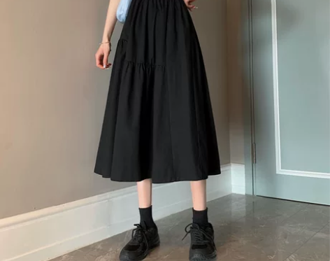 大摆裙半身裙高腰包臀裙百褶裙中长款2021...