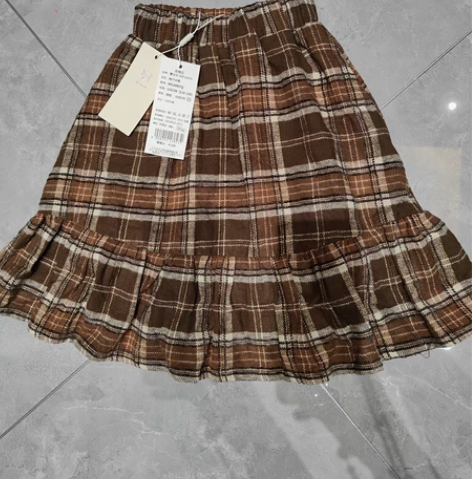 麦与 女童加绒格子半裙110码 全新带吊牌...