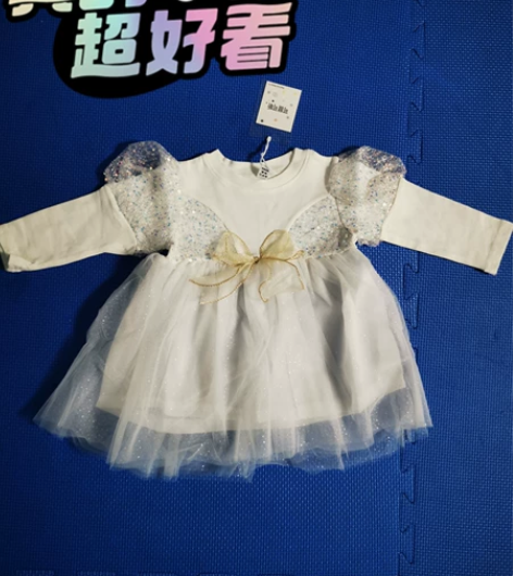 全新蝴蝶结宫廷公主风纯棉连衣裙80码，裙长...