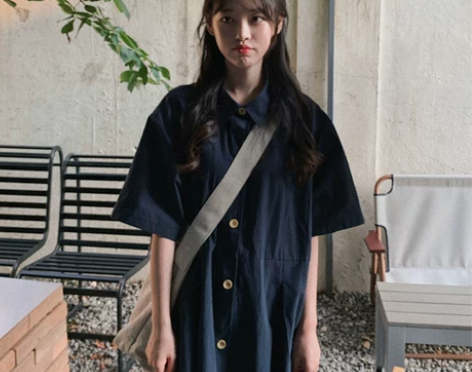 春夏季少女学院风日系宽松中长款连衣裙韩版学...