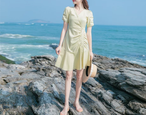 夏季收腰显瘦气质成熟风女装 轻熟风梗桔裙初...