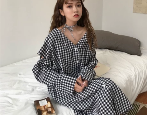 bf长裙00后高中生学生裙子女学院风宽松韩...