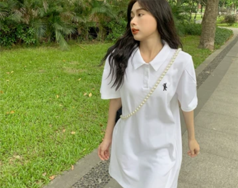 学院风小个子宽松Polo连衣裙夏装可盐可甜...