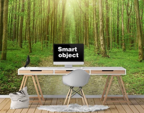 18D立体大自然森林风景墙布8D电视背景墙...