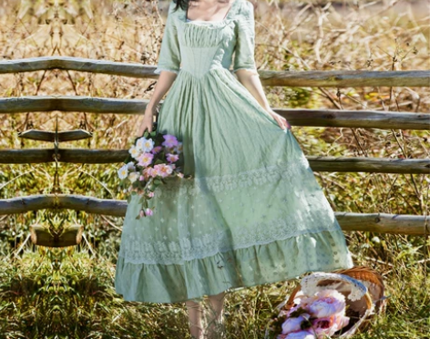 法式宫廷复古裙小洋装森系小清新田园风连衣裙...
