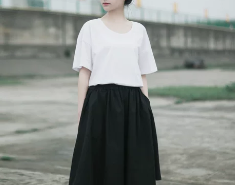 棉麻半身裙日系文艺复古学院风中裙学生森女小...