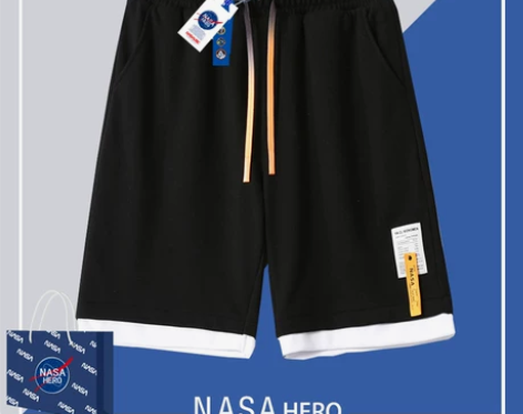 NASA2022夏季新款直筒短裤男士百搭宽...