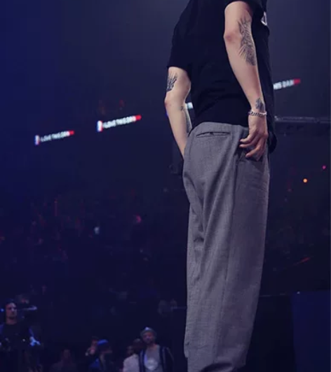 Popping裤子男宽松直筒街舞男潮复古痞...