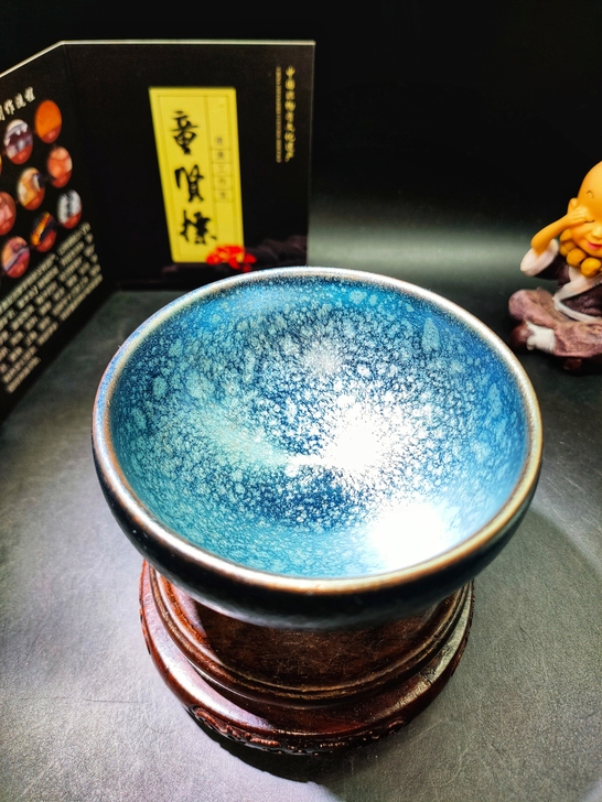【星云建盏】老匠人童贤标师傅作品，星云敛口...