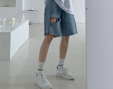 牛仔短裤女2022年夏季新款韩版宽松高腰显...
