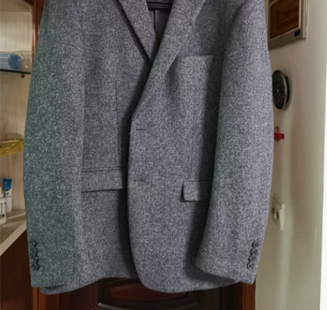 羊毛西装外套男士商务休闲毛呢单西服修身浅棕...