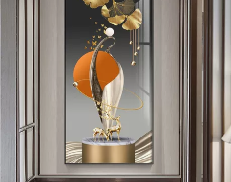 入户玄关装饰画现代简约轻奢高档鹿走廊背景墙...