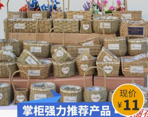 欧式多肉田园系列草编花蓝花盆花卉花器花篮