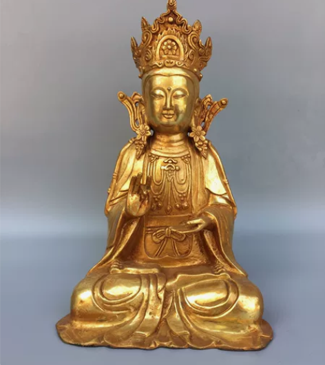 铜鎏金度母佛像，工艺精美，包浆厚重，尺寸如...