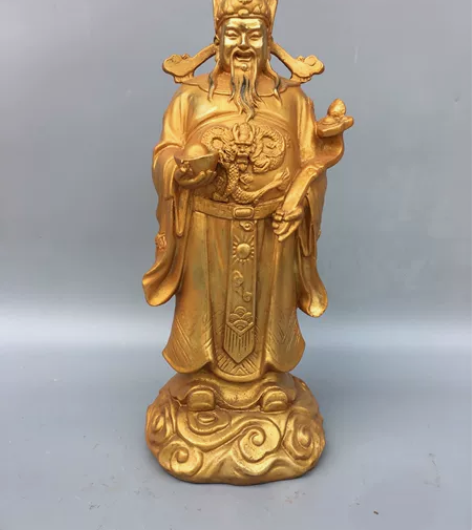 铜鎏金财神佛像,工艺精美,包浆厚重,尺寸如...
