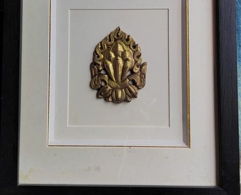 清，捶揲工艺满鎏金超大摩尼宝，已装裱，标价...