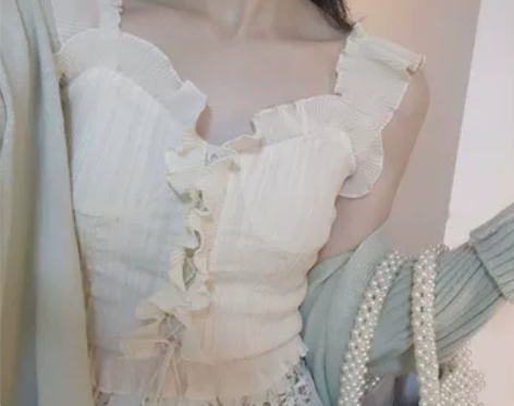 Pinkstar欧式复古绑带蕾丝背心森系法...