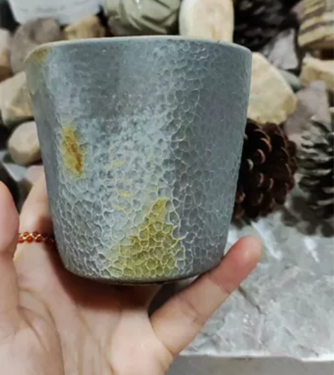 建水柴烧 窑汗手握杯 自然落灰釉 窑火流窜...