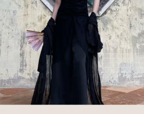 安提周 東方美學 练霓裳 红与黑真丝缎面拼...