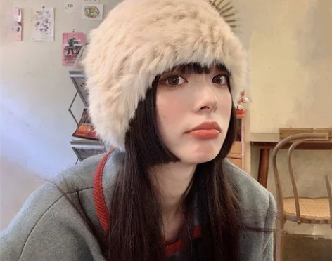 加厚保暖真兔毛绒皮草一体编织帽子女冬季防寒...