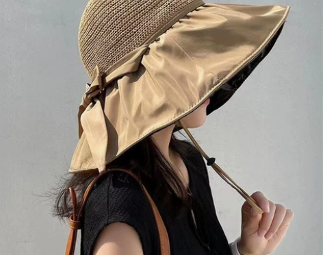 遮阳帽女夏季镂空草帽渔夫帽子紫外线大檐遮脸...