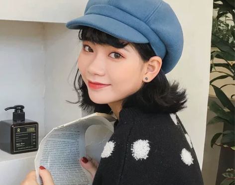 ?贝雷帽女秋冬文艺韩版潮百搭纯色羊毛呢八角...
