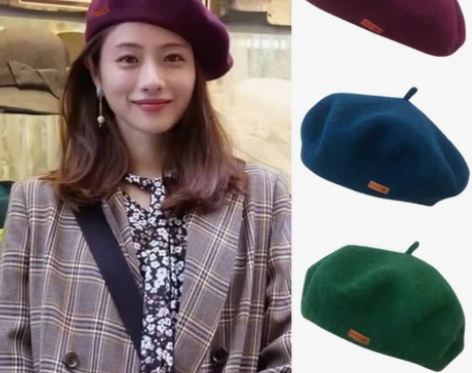 贝雷帽女帽子石原里美同款贝雷帽女秋冬韩版潮...